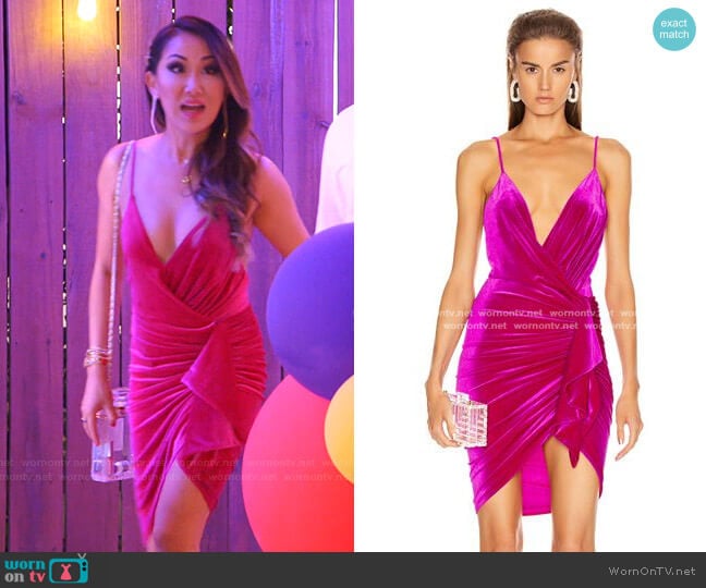 Sleeveless Ruched Velvet Mini Dress by Alexandre Vauthier worn by Tiffany Moon on The Real Housewives of Dallas