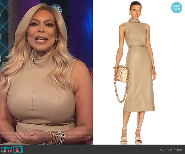 Farrah Vegan Leather Dress by Alexis worn by Wendy Williams on The Wendy Williams Show