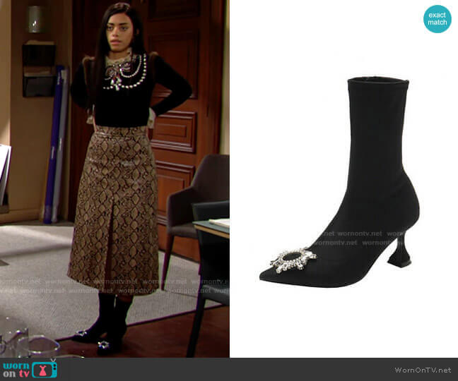 Amina Muaddi Begum Sock Booties worn by Zoe (Kiara Barnes) on The Bold and the Beautiful