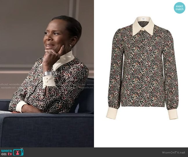 Anita Blouse by Celine worn by Deborah Roberts on Good Morning America