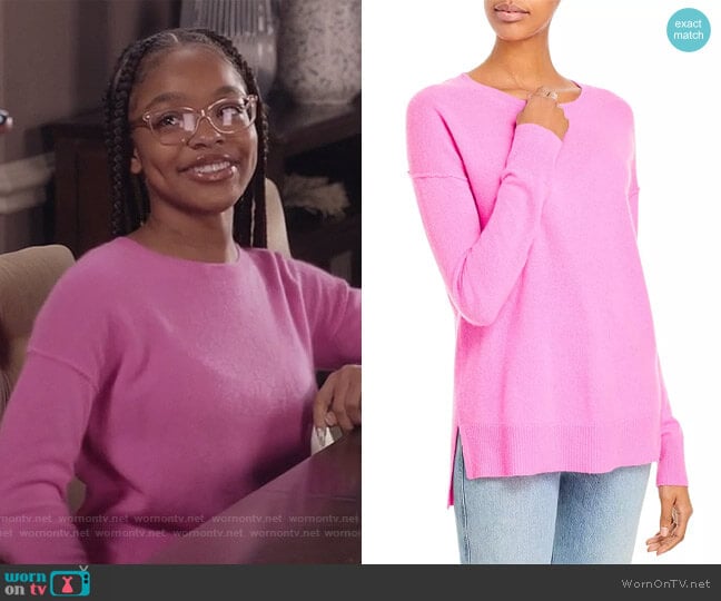 High Low Cashmere Sweater by Aqua worn by Diane Johnson (Marsai Martin) on Black-ish