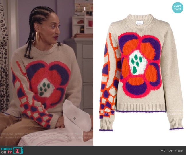 Intarsia Knit Sweater by Barrie worn by Rainbow Johnson (Tracee Ellis Ross) on Black-ish