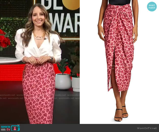 Lip-Print Silk Midi Skirt by Brandon Maxwell worn by Lilliana Vazquez on E! News