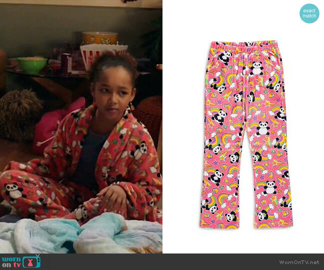 Rainbow Panda Fleece Pajama Pants - Big Kid by Candy Pink worn by Bridget Williams (Dannah Lane) on Kenan