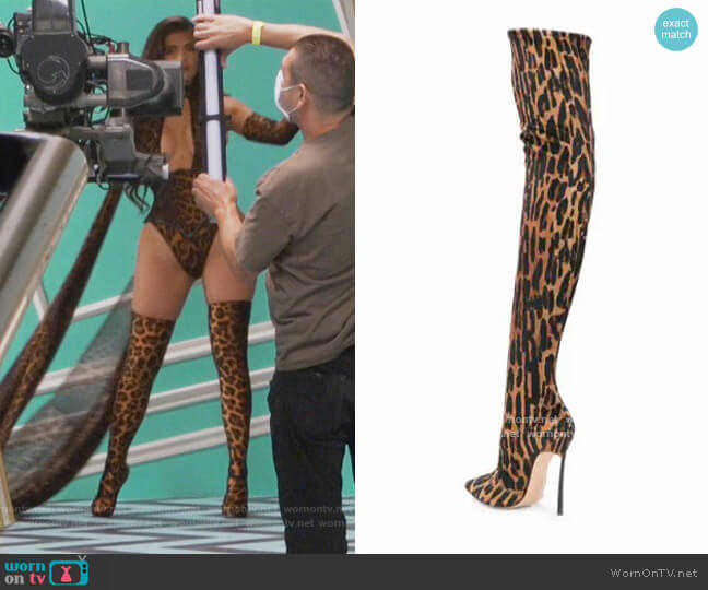 Over the Knee Animal Print Boots by Eraldo worn by Kylie Jenner on Keeping Up with the Kardashians