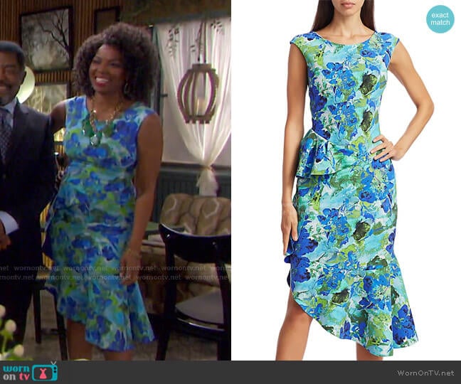 Dilone Floral Ruffle Dress by Chiara Boni La Petite Robe worn by Valerie Grant (Vanessa Williams) on Days of our Lives