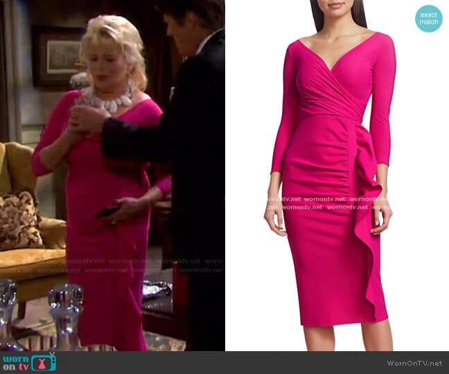 Flormali Ruffle Midi Dress by Chiara Boni La Petite Robe worn by Bonnie Lockhart (Judi Evans) on Days of our Lives