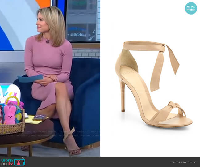 Clarita Bow Leather Sandals by Alexandre Birman worn by Amy Robach on Good Morning America