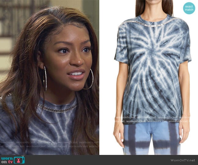 Sporty Spice Crystal Oversized T-Shirt by Collina Strada worn by Drew Sidora on The Real Housewives of Atlanta worn by Drew Sidora on The Real Housewives of Atlanta