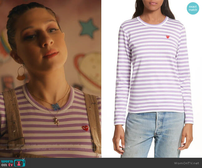 Stripe Long Sleeve T-Shirt by Comme des Gargons PLAY worn by Nomi Segal (Emily Arlook) on Grown-ish