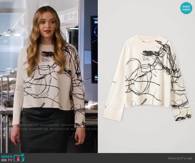 Cos Organic Cotton Brush Print Sweatshirt worn by Caitlin Snow (Danielle Panabaker) on The Flash