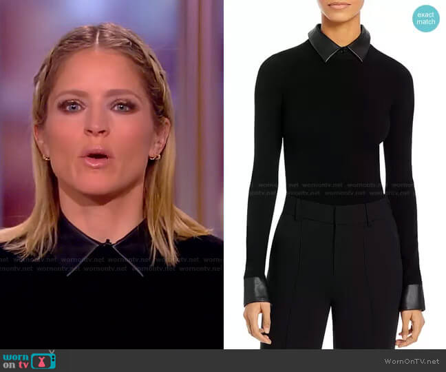 Dory Faux Leather Detail Sweater by Alice + Olivia worn by Sara Haines  on The View