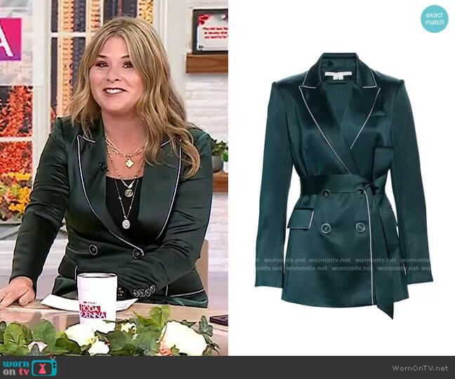 Eiza Belted Satin Jacket by Veronica Beard worn by Jenna Bush Hager on Today