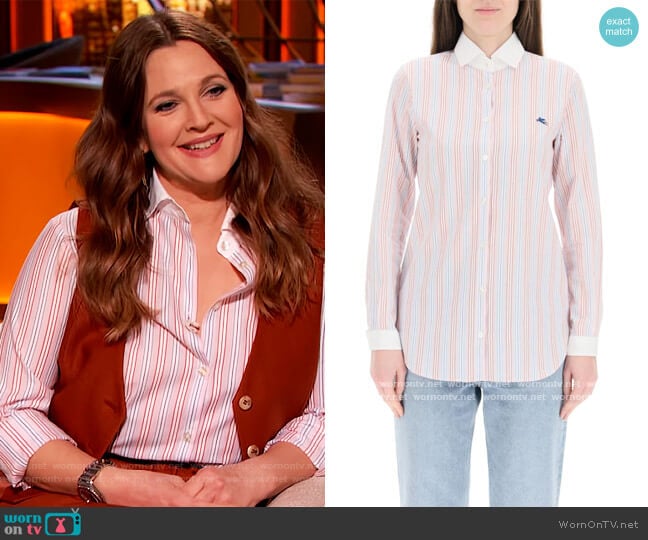 Etro Striped Shirt by Etro worn by Drew Barrymore on The Drew Barrymore Show