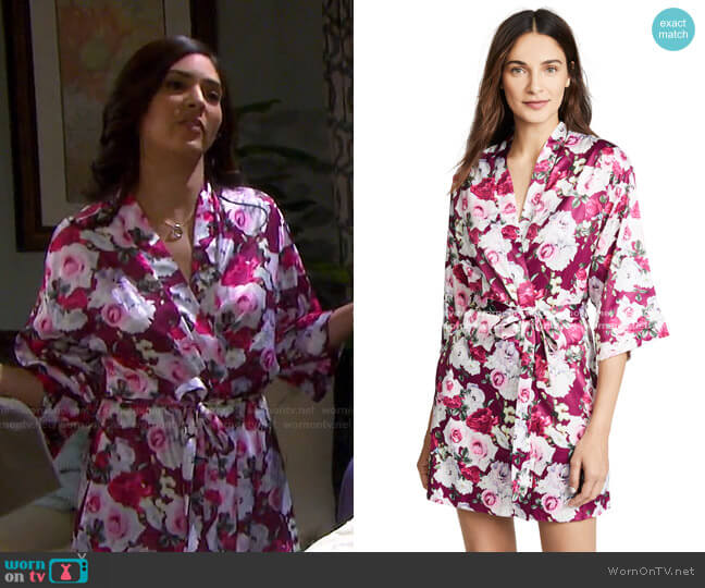 Alejandra Floral Robe by Flora Nikrooz worn by Gabi Hernandez (Camila Banus) on Days of our Lives