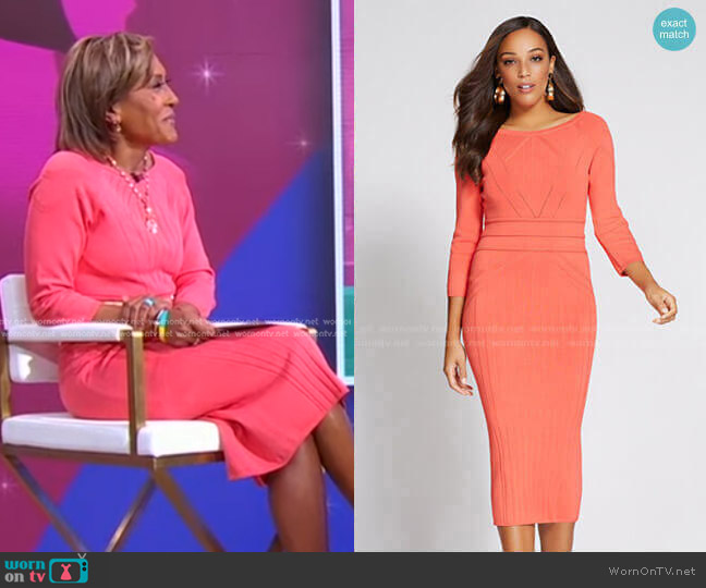 Gabrielle Union Collection Stitched Sweater Dress by New York & Company worn by Robin Roberts on Good Morning America