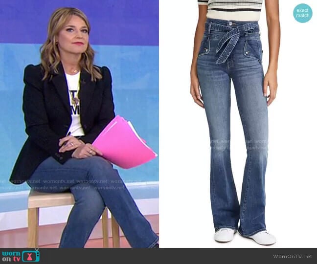 Giselle High-Rise Skinny Flare Jean by Veronica Beard worn by Savannah Guthrie on Today