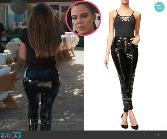 Good Straight Faux Patent Leather Pants by Good American worn by Khloe Kardashian  on Keeping Up with the Kardashians