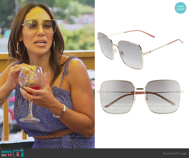 60mm Gradient Square Sunglasses by Gucci worn by Melissa Gorga  on The Real Housewives of New Jersey