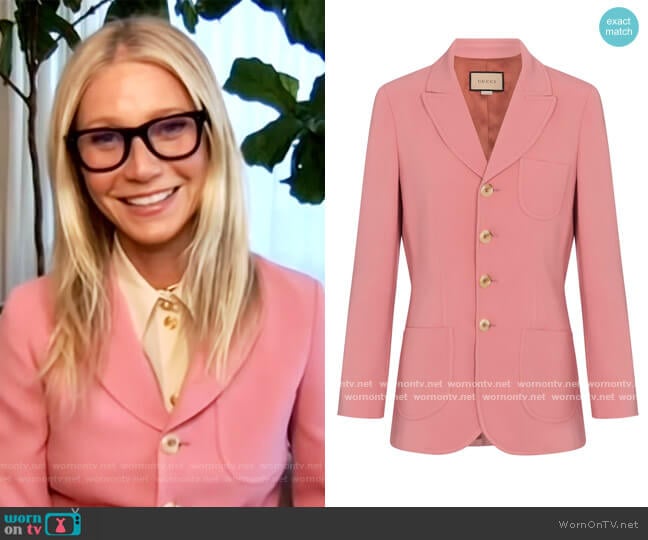 Stretch-cady blazer by Gucci worn by Gwyneth Paltrow on The Kelly Clarkson Show