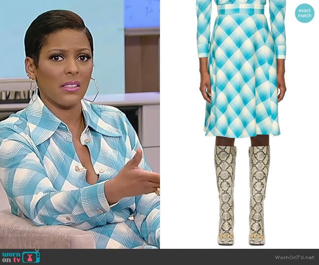 Blue Tartan Skirt by Gucci worn by Tamron Hall on Tamron Hall Show