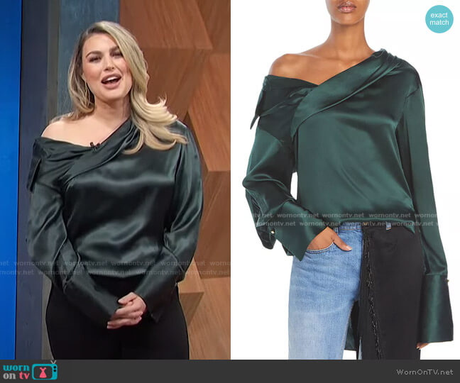 Stella Asymmetrical Silk Top by Hellessy worn by Carissa Loethen Culiner on E! News