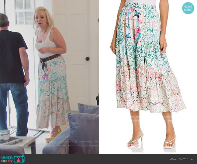 Cotton High Waist Printed Midi Skirt by Hemant and Nandita worn by Margaret Josephs on The Real Housewives of New Jersey