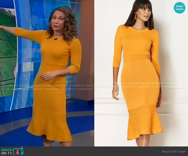 Ina Sweater Dress - Eva Mendes Collection by New York & Company worn by Ginger Zee  on Good Morning America