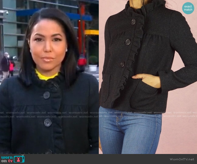 WornOnTV: Stephanie Ramos’s black ruffle jacket on Good Morning America ...