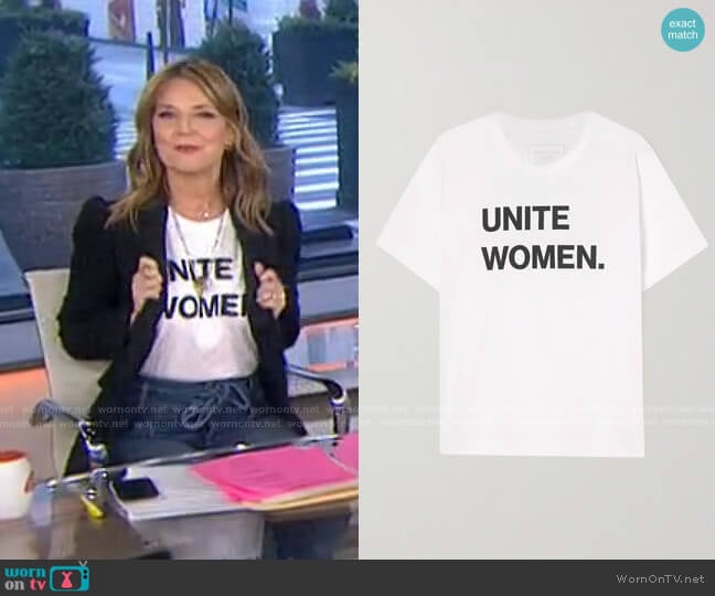 International Women's Day printed organic cotton-jersey T-shirt by Jennifer Fisher worn by Savannah Guthrie on Today