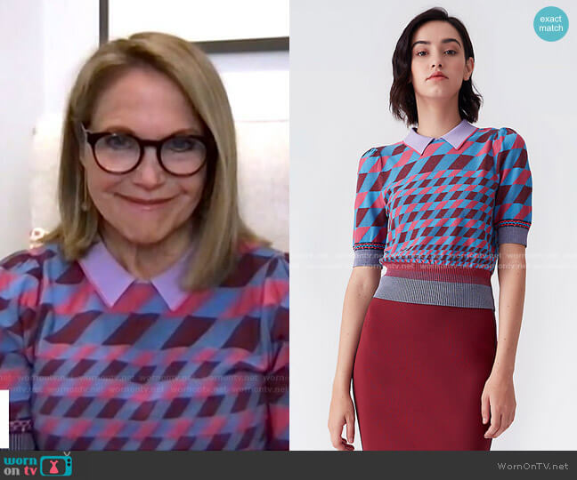 Jenny Collared Knit Pullover by Diane von Furstenberg worn by Katie Couric on Today