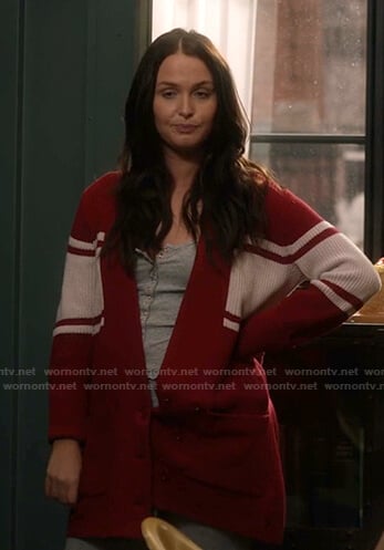 Jo's red and white striped cardigan on Greys Anatomy