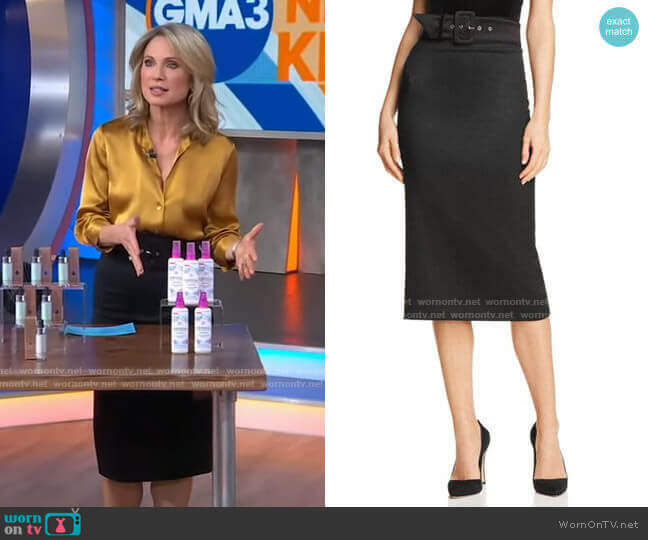 Kerstin Belted Pencil Skirt by Alice + Olivia worn by Amy Robach on Good Morning America