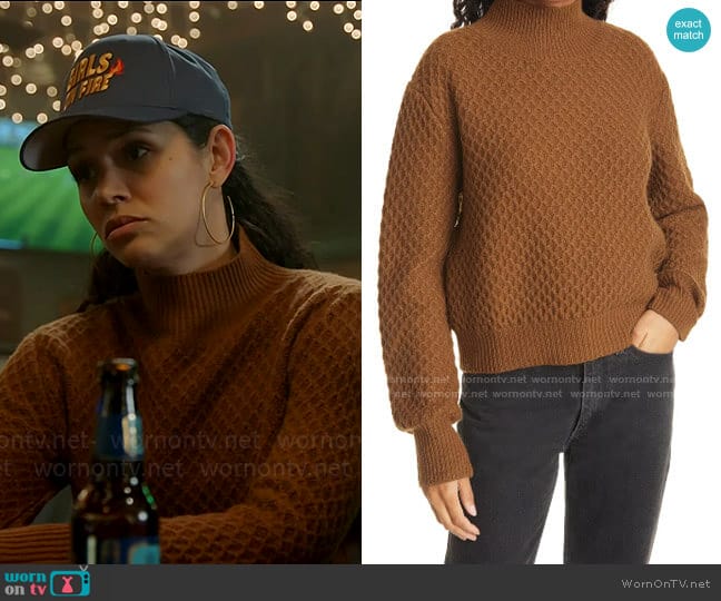 La Ligne Bobble Weave Cashmere Mock Neck Sweater worn by Stella Kidd (Miranda Rae Mayo) on Chicago Fire