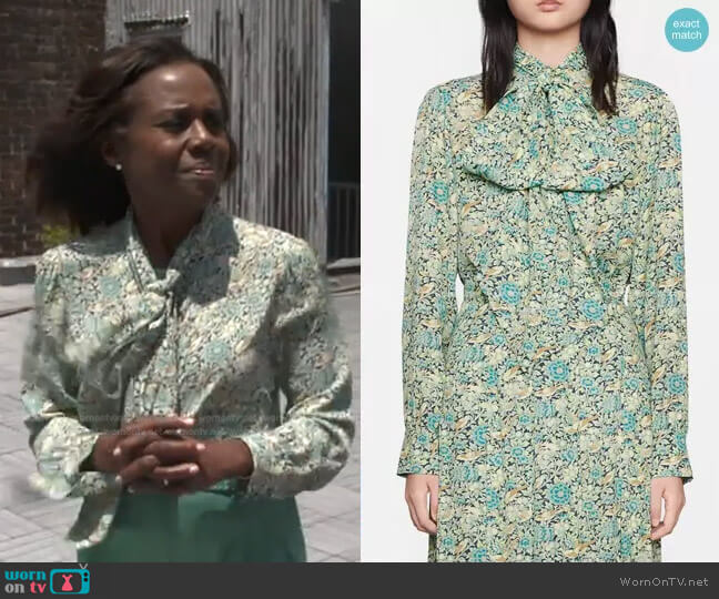 Liberty Floral Print Blouse by Gucci worn by Deborah Roberts on Good Morning America