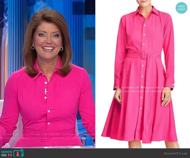Long-Sleeve Belted Shirtdress by Polo Ralph Lauren worn by Norah O'Donnell  on CBS Evening News