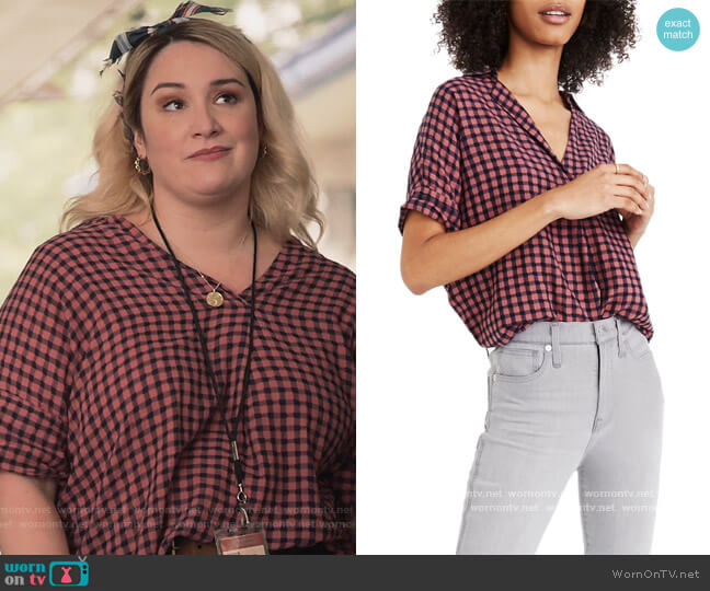 Courier Button Back Shirt by Madewell worn by Davia (Emma Hunton) on Good Trouble