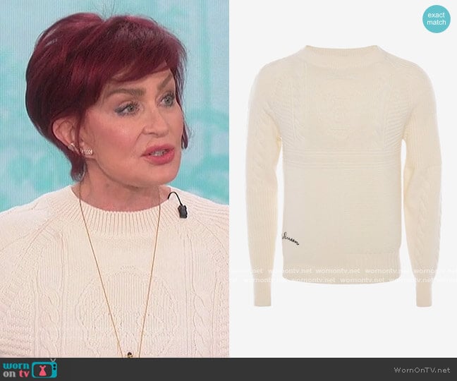 Classic Patchwork Skull Sweater by Alexander McQueen worn by Sharon Osbourne on The Talk