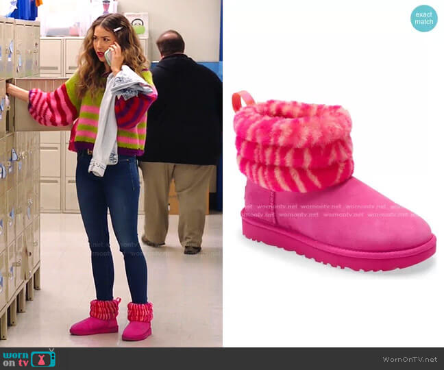 Mini Fluff Quilted Animal Print Boot by Ugg worn by Cheyenne (Nichole Bloom) on Superstore