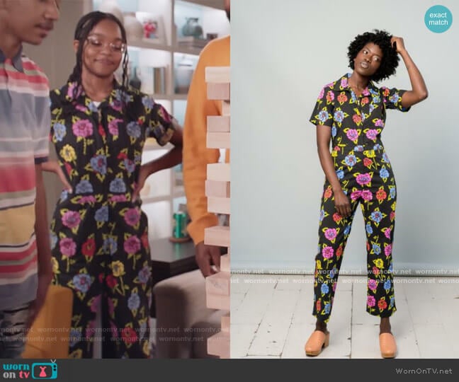 Coveralls Roses by Nooworks worn by Diane Johnson (Marsai Martin) on Black-ish