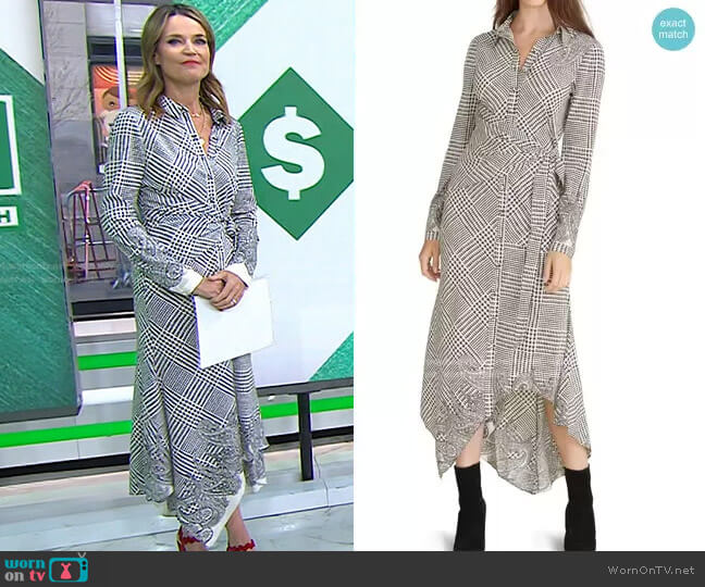 Ondine Houndstooth Wrap Dress by Veronica Beard worn by Savannah Guthrie on Today