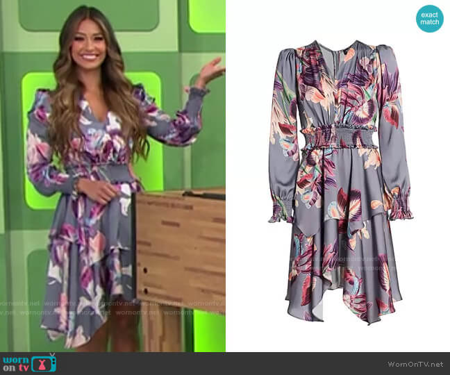 PatBo Grace Floral Mini A-Line Handkerchief Dress worn by Manuela Arbeláez  on The Price is Right
