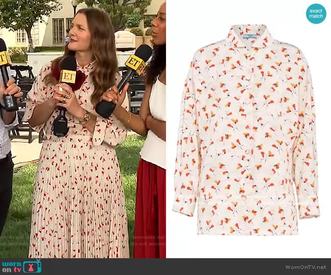 Floral-print Buttoned Shirt by Prada worn by Drew Barrymore on The Drew Barrymore Show