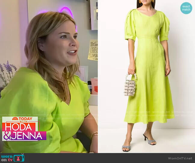 WornOnTV: Jenna’s yellow puff sleeve midi dress on Today | Jenna Bush