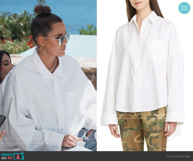 Oversized Poplin Shirt by R13 worn by Khloe Kardashian on Keeping Up with the Kardashians