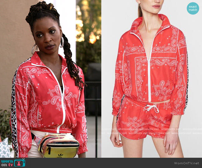 Paisley Leopard-Stripe Track Jacket by Pam & Gela worn by Veronica Fisher (Shanola Hampton) on Shameless