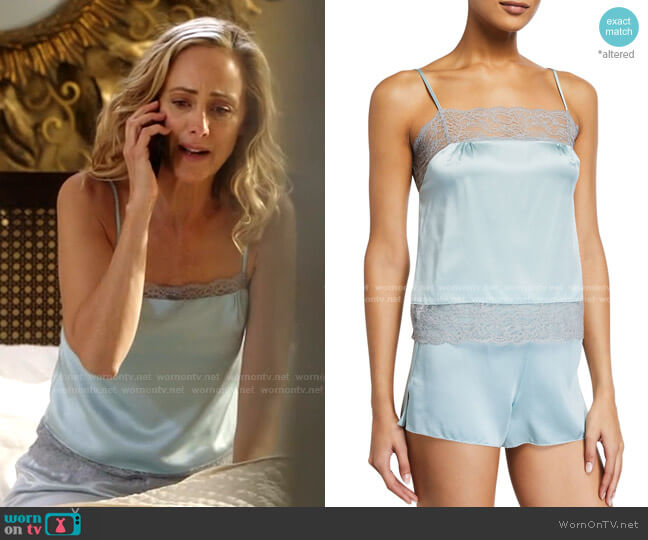 Lace-Trim Silk Charmeuse Camisole by Samantha Chang worn by Teddy Altman (Kim Raver) on Greys Anatomy