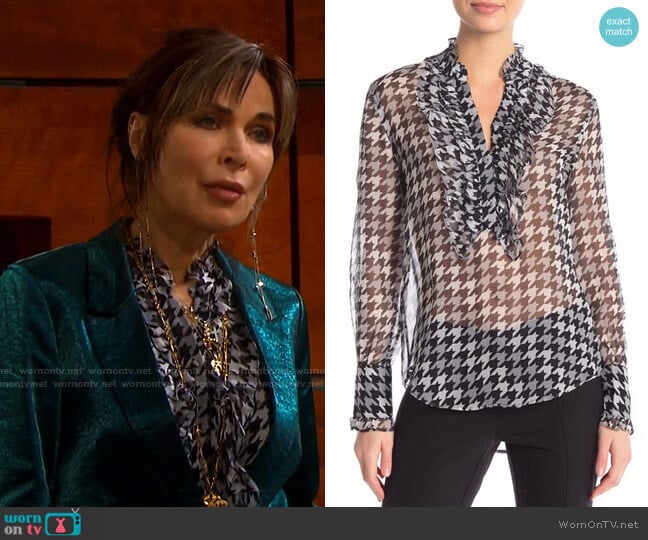 Samine Houndstooth Top by Equipment worn by Kate Roberts (Lauren Koslow) on Days of our Lives