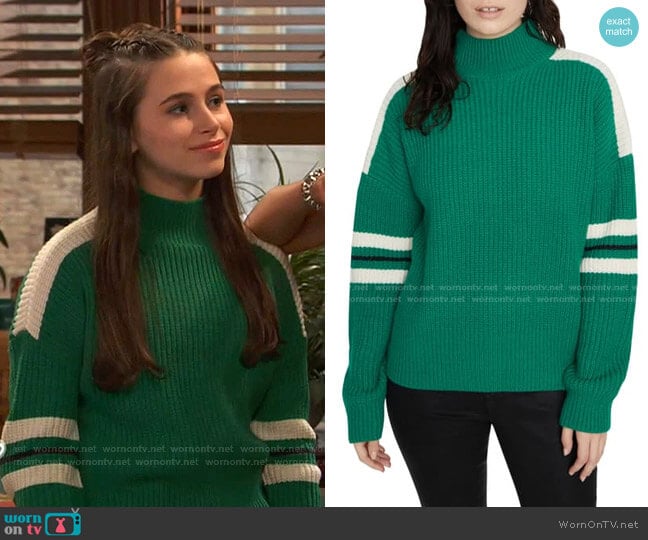 Speedway Turtleneck Sweater by Sanctuary worn by Tess O'Malley (Sky Katz) on Ravens Home