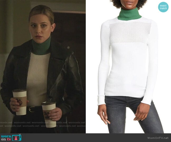 Rib Contrast Turtleneck Sweater by Smythe worn by Betty Cooper (Lili Reinhart) on Riverdale